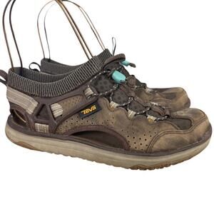 Teva Terra Float Travel Brown Leather Sandals Closed Toe Sporty Shoes sz 7.5